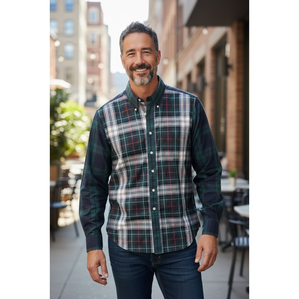 Brooks Brothers Mens‎ M Plaid Button Down Long Sleeve Shirt Green Classic Fit